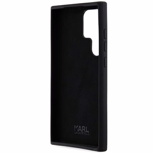 Karl Lagerfeld Silicone Ikonik Metal Pin ümbris jaoks Samsung Galaxy S23 Ultra - must
