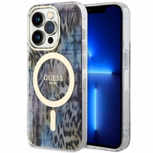 Guess GUHMP14XHLEOPWB iPhone 14 Pro Max 6.7" blue/blue hardcase Leopard MagSafe