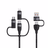 USAMS Kaabel U85 2xUSB-C/USB/Micro-USB/ Lightning 6w1 1,2m 100W PD Fast Charge must SJ645USB01 (US-SJ645)