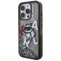 Karl Lagerfeld Liquid Glitter Choupette Logo Ümbris jaoks iPhone 16 Pro Max - must