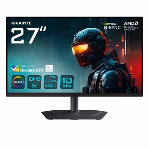 GIGABYTE MO27Q2A 27" OLED 2K QHD mängumonitor - 2560 x 1440, 280Hz, 0.03ms, 250 cd/m², FreeSync Premium Pro, DisplayHDR True Black 400, HDMI 2.1, Displayport 1.4