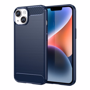 Чехол Carbon для iPhone 14 Plus гибкая гелевая задняя крышка синий