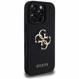 Guess Grained Big 4G Logo Small Classic Logo Ümbris jaoks iPhone 16 Pro Max - must