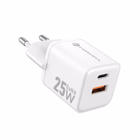 Phone laadija Forcell F-Energy Mini GaN III USB C + USB A QC4.0 PD 25W VT-25B valge 0INT