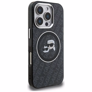 Karl Lagerfeld IML Glitter Karl & Choupette Heads Logo MagSafe Ümbris iPhone 16 Pro Max - must