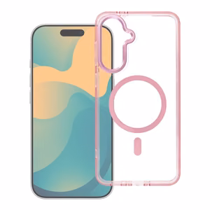 Чехол Samsung S26 Frame Clear Hybrid Mag Cover совместимый с MagSafe пудрово-розовый