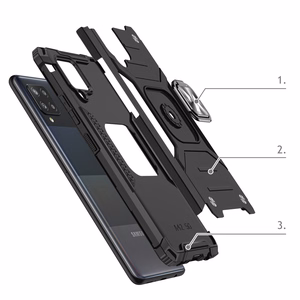 Wozinsky Ring Armor Case Kickstand Tough Rugged Cover for Samsung Galaxy A42 5G hõbedane
