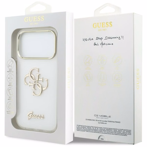 Guess IML 4G Script Metal Ümbris for iPhone 17 Pro - valge