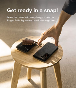 Ringke Folio Signature Flip Leather ümbris Samsung Galaxy S22 + (S22 Plus) must (FSS118R262)