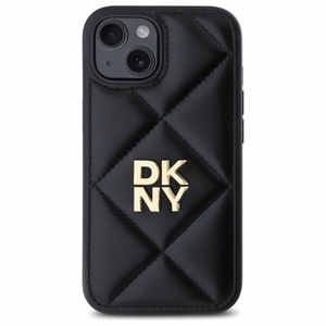 DKNY Quilted Stack Logo iPhone 15 Ümbris - Must
