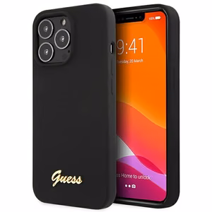 Guess GUHCP13XLSLMGBK iPhone 13 Pro Max 6.7" must/must hardcase Silicone Script kuldne Logo