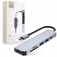 HUB Tech-Protect V4 6in1 USB-C - USB-A 3.0 / USB-A 2.0 / USB-C / HDMI / micro SD / TF / SD card reader - hall