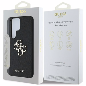 Guess Grained Big 4G Logo Small Classic Logo ümbris jaoks Samsung Galaxy S25 Ultra must