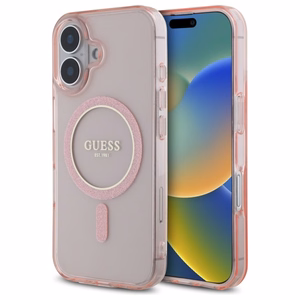 Guess GUHMP16SHFGEREP iPhone 16 6.1" roosa/roosa hardcase IML Glitter Circle MagSafe