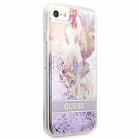 Guess Flower Liquid Glitter ümbris iPhone SE 2022 / SE 2020 / 7 / 8 jaoks - lilla