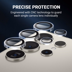 Crong Lens Ring karastatud klaasist kaamera objektiivikaitse seadmele Samsung Galaxy S24 Ultra, läbipaistev