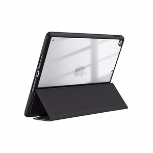 Чехол-книжка Crong PrimeFolio для iPad 10.2" (2019–2021), с подставкой и держателем Apple Pencil, чёрный и прозрачный