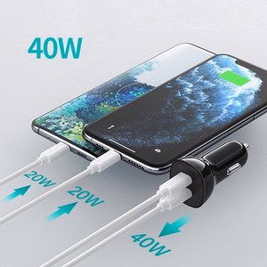 Charger CHOETECH 2xUSB-C: 12-24V, 40W, QC3.0 + PD