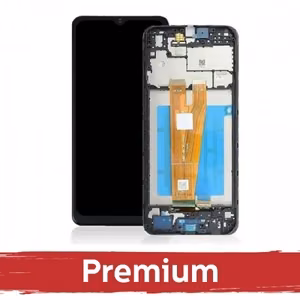 LCD ekraan, ühilduv Samsung A055 A05 mudeliga, must, koos raamiga, OEM