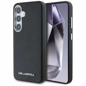 Karl Lagerfeld Saffiano Full Wrapped Elongated Metal Logo MagSafe Ümbris jaoks Samsung Galaxy S25+ - must