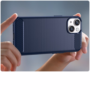 Чехол Carbon для iPhone 14 Plus гибкая гелевая задняя крышка синий