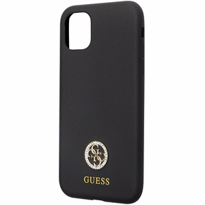 Guess GUHCN614DGPK Ümbris jaoks iPhone 11 / Xr - must Silicone Logo Strass 4G