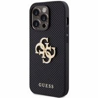 Guess Leather Perforated 4G Glitter Logo Ümbris jaoks iPhone 15 Pro - must