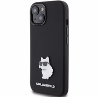 Karl Lagerfeld Silicone Choupette Metal Pin ümbris jaoks iPhone 15 Plus / 14 Plus - must