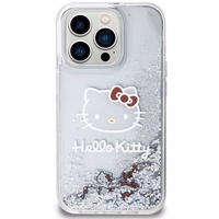 Hello Kitty Liquid Glitter Charms Kitty Head ümbris jaoks iPhone 14 Pro Max - hõbedane