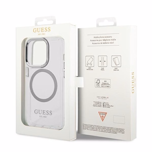 Guess GUHMP14XHTRMS iPhone 14 Pro Max 6.7" hõbedane/hõbedane hard ümbris Metal Outline Magsafe