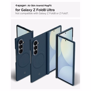 Spigen AirSkin Aramid MagFit MagSafe ümbris mudelile Samsung Galaxy Z Fold 8 Ultra – tumesinine