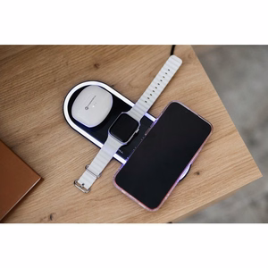 Juhtmevaba laadija Forcell F-Energy Ellipse 3w1 Qi QC 15W compatible with Apple + kaabel USB C do USB A must