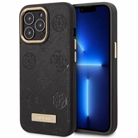 Guess Peony Logo Plate MagSafe Ümbris jaoks iPhone 14 Pro Max 6.7" - must