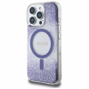 Guess HC Resin Bottom Glitter MagSafe ümbris jaoks iPhone 16 Pro Max - lilla