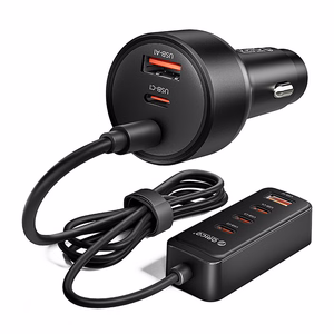 Orico ChargeClip 108W autolaadija 2x USB-A + 4x USB-C klambriga - must
