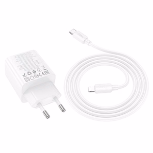Зарядное устройство для телефона Hoco 2 x USB C + 2 x USB A QC3.0 PD 3A 20W + кабель USB C to Lightning N55 белое