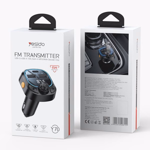 YESIDO BT 5.3 TRANSMITTER Y70 15W LED USB-2xA+C+ MICROSD must