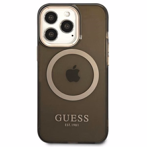 Guess Gold Outline Translucent MagSafe чехол для iPhone 13 Pro Max - чёрный
