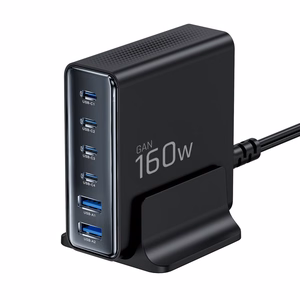 Tech-Protect DC160W-GAN 6-portiline 160W seinalaadija - must