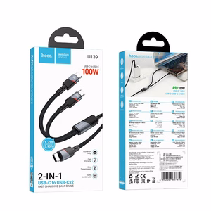 Kaabel 2in1 USB C to USB C / USB C Hoco 5A 100W 1,2 m U139 must