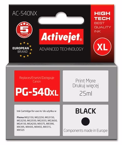 Activejet AC-540NX – must tindikassett, asendab Canon PG-540XL, 25 ml, Supreme