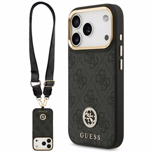 Guess 4G Strass Logo & Big Strap Metal Buttons MagSafe чехол iPhone 17 Pro черный