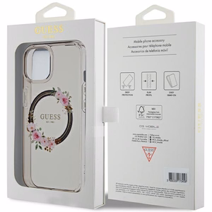 Guess IML Flowers Wreath MagSafe ümbris jaoks iPhone 15 / 14 / 13 - must