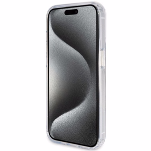 GUESS ümbris jaoks IPHONE 15 Pro compatible with MagSafe GUHMP15LHRSGSD (Glitter Script Logo Ring stand) läbipaistev