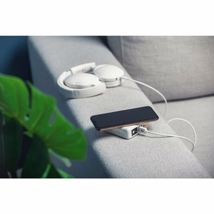 Multifunction laadija Forcell F-Energy 4in1 2 x USB A + USB C 15W + akupank 8000mAh + juhtmevaba charging valge