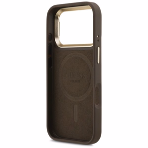 Guess 4G PU Triangle Logo & Stand Camera Magsafe чехол iPhone 17 Pro - коричневый
