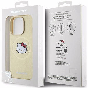 Hello Kitty Leather Kitty Head MagSafe ümbris jaoks iPhone 15 Pro Max - kuldne