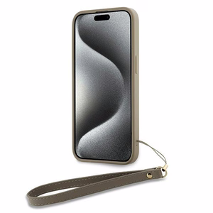 DKNY Wrist Strap Stock Logo ümbris jaoks iPhone 15 Pro - beige