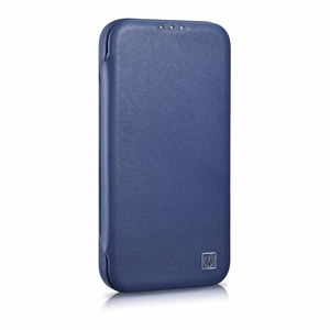 iCarer CE Premium Leather Folio Case iPhone 14 Pro Magnetic Flip Leather Folio Case MagSafe Blue (WMI14220714-BU)