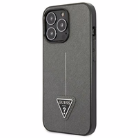 Guess GUHCP14XPSATLG iPhone 14 Pro Max 6.7 "hõbedane / hõbedane hardcase SaffianoTriangle Logo